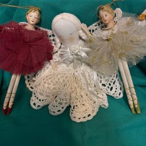 Vintage 2 MAID BALLERINA  Ornament Porcelain  Doll by Midwest And Handmade Angel